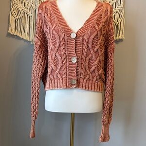 Pilcro Blush Cable Knit Cardigan